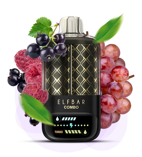 Єльфбар Combo 25000 Blackcurrant Raspberry & Grape — 🍇 Чорна Смородина, Малина, Виноград — купити в Києві з доставкою по Україні
