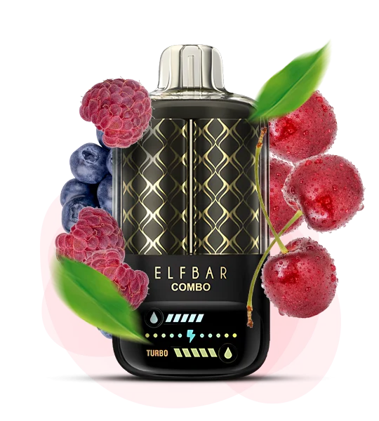 Єльфбар Combo 25000 Blueberry Sour Raspberry & Cherry — 🫐 Чорниця, Кисла Малина, Вишня — купити в Києві з доставкою по Україні