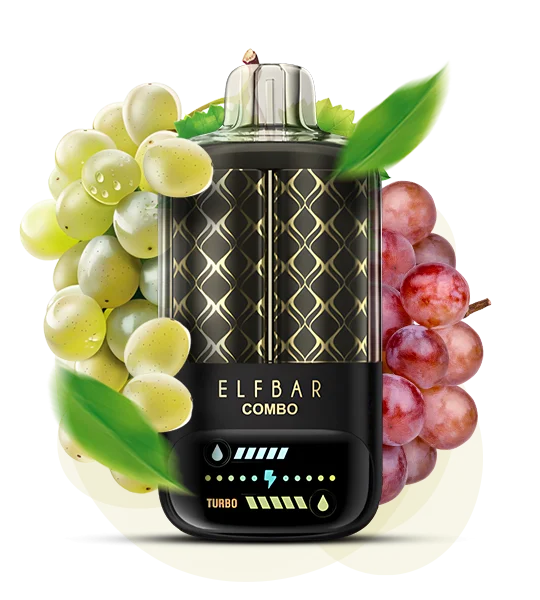 Єльфбар Combo 25000 Green Grape & Grape — 🍇 Зелений Виноград, Виноград — оригінальний ELF BAR з доставкою по Україні