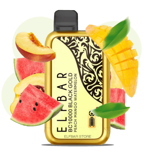 Єльфбар Black Gold Peach Mango Watermelon — 🍑 Персик, Манго, Кавун (Black Gold) — купити в Києві з доставкою по Україні