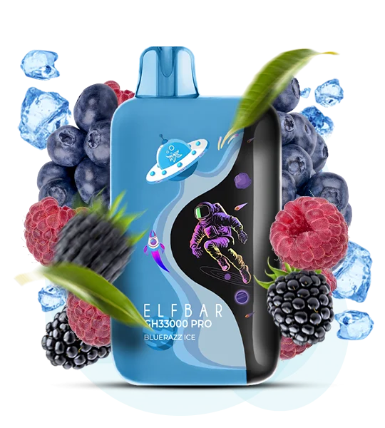 Єльфбар GH 33000 Pro Blue Razz Ice — 🫐 Голуба Малина, Лід — оригінальний ELF BAR з доставкою по Україні