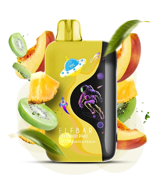 Єльфбар GH 33000 Pro Kiwi Pineapple Peach — 🥝 Ківі, Ананас, Персик — оригінальний ELF BAR з доставкою по Україні